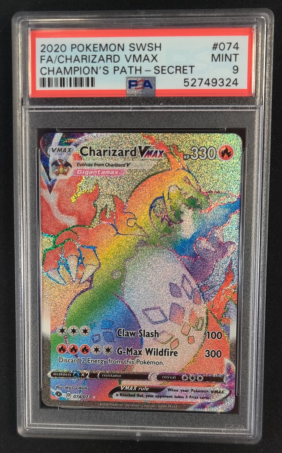 PSA 9 MINT Charizard VMAX 074/073 Champions Path Pokemon Graded Card